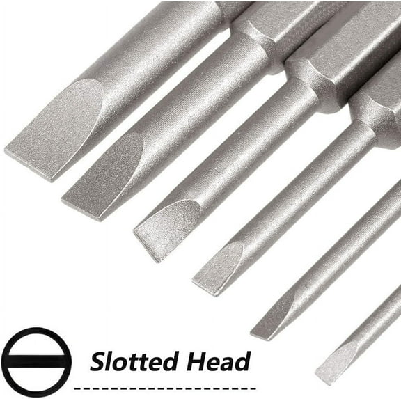 UYGDUY-12 Pieces Magnetic Slotted Screwdriver Bit Set, 1/4 Inch Hex Shank Flat Head Drill Bits Insert Bits 2 Inch Length, SL2/2.5/3/4/5/6 Impact Driver Bit for Power Drilling, Set of 2