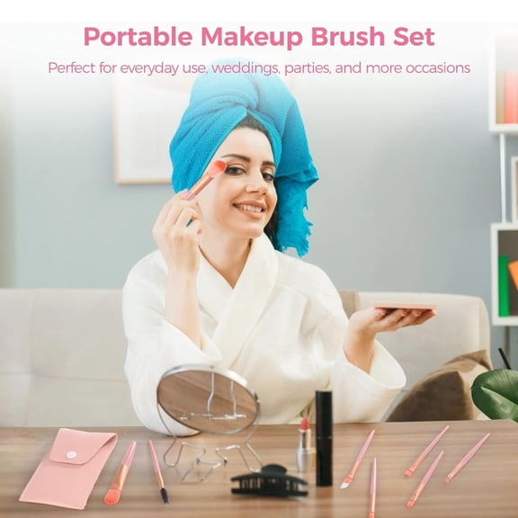UYGDUY-12 Sets Travel Makeup Brushes, Makeup Brush Bag with 8 Brushes, Bridesmaid Gift, Synthetic Fiber Makeup Brush, Foundation Blush Shadow Brush Set, Portable Makeup Brush Set for Weddings, Partie