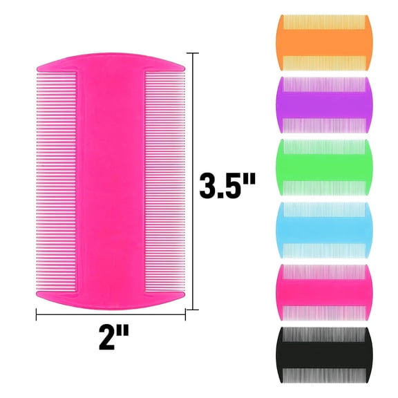 UYGDUY-120 Pack Plastic Flea Lice Combs, Fine Tooth Flea Tick Comb, Double Sided Pet Combs, Cat Dog Hair Dandruff Removal Comb, Grooming Tools for Rabbit, Cat, Dog, Kitten, Small Pet (6 Colors)