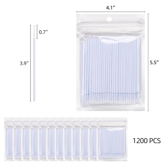 UYGDUY-1200 Pcs Micro Applicator Brush, Micro Swabs, Disposable Eye Lashes Mascara Wands for Eyelash Extension(White)