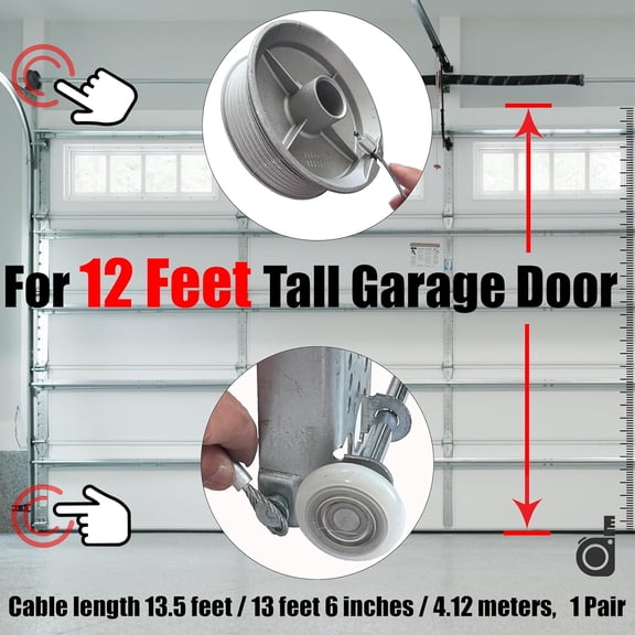 UYGDUY-13 feet 6 inches Long Garage Door Cable for 12 ft. Tall Garage Door, Cable Length 13.5 ft. (1 Pair)