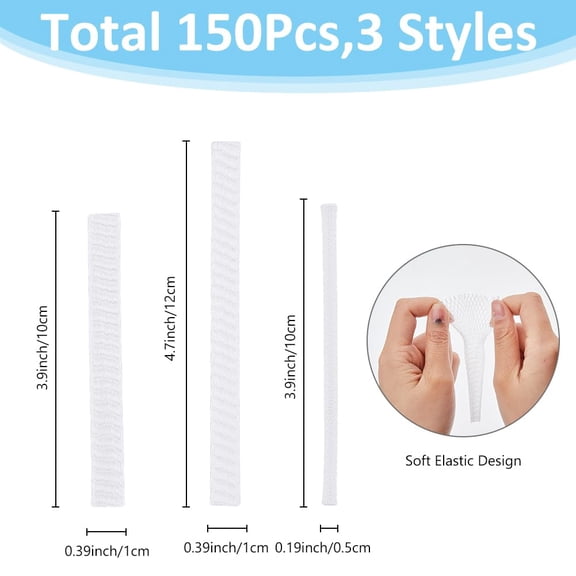 UYGDUY-150Pcs Makeup Brushes Protector 3 Sizes Pen Guard Protector Reusable Expandable Mesh Cover Cosmetic Brush Mesh Protector Stretch Saver Net for Eyeshadow Brushes(Not include Brushes)