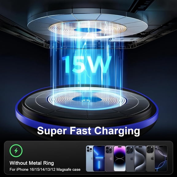 UYGDUY-15W Magnetic Wireless Car Charger, MagSafe Car Mount Charger Fast Air Vent Car Phone Holder Charger for Samsung Galaxy S26 Ultra S26 S25 FE S25 Ultra S24 iPhone 17e 17 Pro Max 17 16e 16 Pro 15