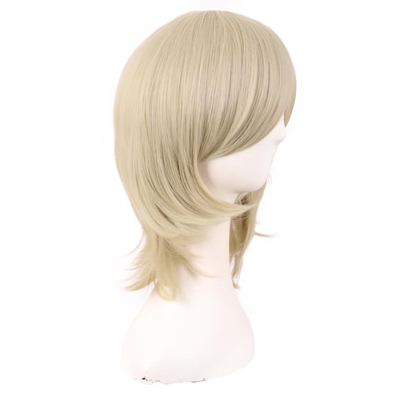 UYGDUY-16 Inch/40 cm Short Side Bangs Synthetic Fiber Cosplay Layered Wig (Blonde)