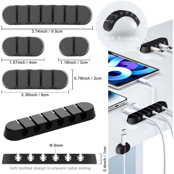 UYGDUY-163 PCS Cable Management Kit, 3 Wire Organizer Sleeve, 8 Self Adhesive Cable Holder, 25 Cord Clips, 20+2 Roll Reusable Cable Straps and 100 Fastening Cable Ties for Computer TV Under Desk