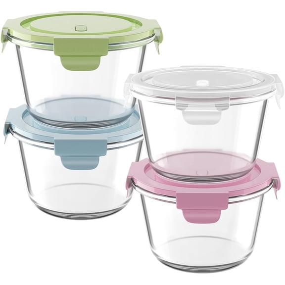 UYGDUY-16oz Glass Meal Prep Containers, Airtight 2 Cup Glass Storage Containers with Lids, Heat-Resistant BPA-Free Borosilicate Glass Soup Container for Leftover, Microwave, Dishwasher&Freezer Safe (