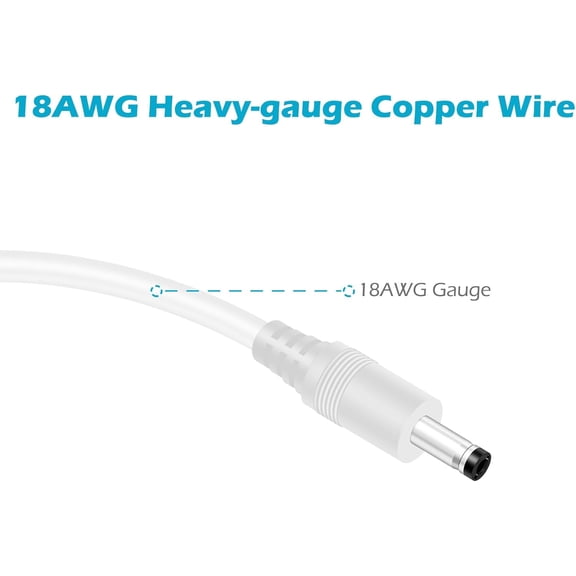 UYGDUY-18 AWG 2-Pack 3FT DC Power Extension Cable, 5.5mm x 2.1mm Male to Female Barrel Plug Jack Power Supply Adapter 5.5x2.1mm Extension Cord for CCTV Surveillance Security Camera LED Strip, White