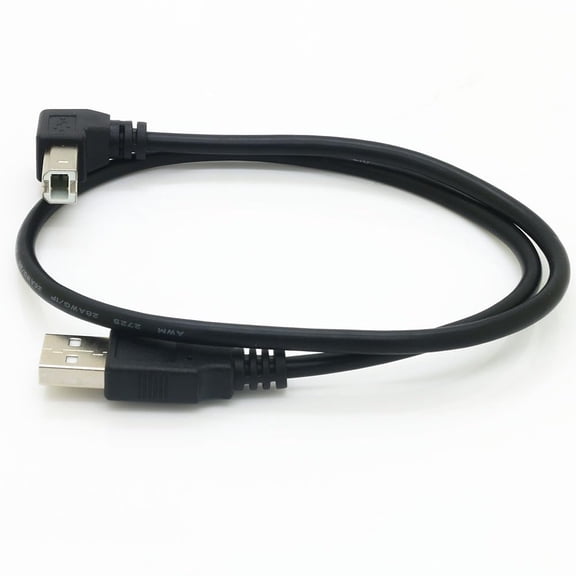 UYGDUY-19inch USB b Right Angle 90 Degree Adapter High Speed Printer Cable Right Angle USB b Cable usb2.0 A Male to B Male Printer Scanner Cord with 480Mbps (Up Angle, 1.6Feet)