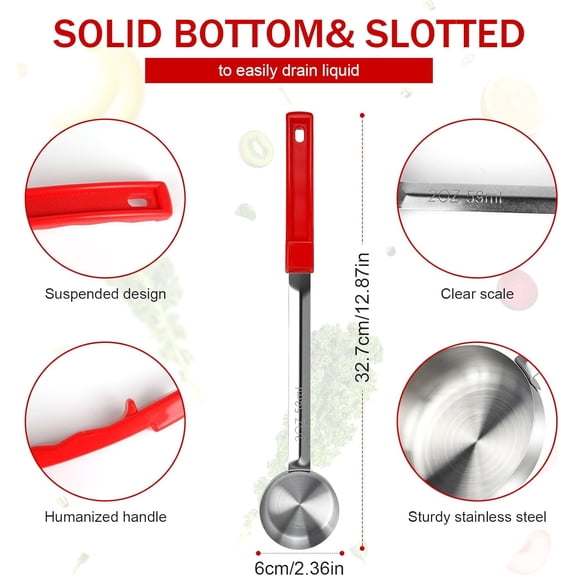 UYGDUY-2 Ounce Solid Stainless Steel Portion Control Ladle Spoon -Pizza Sauce Serving Spoons Portion Ladle for Sauces, Perfect for Weight Watchers, Buffets, Parties