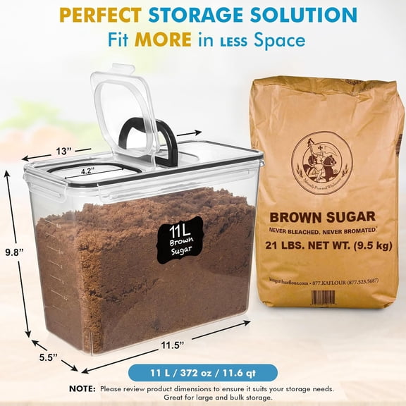 UYGDUY-2 PC (11L | 372 oz) Flour Sugar Storage Containers with Spout Lid & Easy Carry Handle - BPA Free Extra Large Airtight Food Storage Containers with Lids - Rice Canisters Sets for Kitchen & Pant