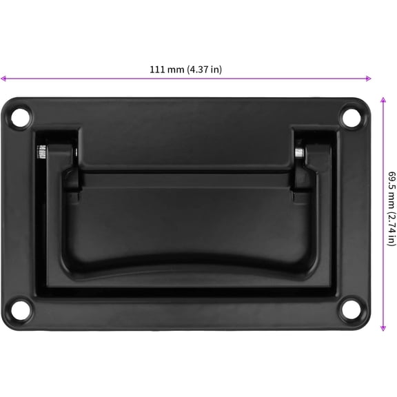 UYGDUY-2 Pack 4.37 Inches Recessed Pull Handles, Zinc Alloy Recessed Door Handle, Black Flush Pull Handle Container Handle for Toolbox, Box, Cabinets, Flush Lift