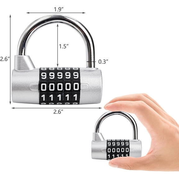 UYGDUY-2 Pack 5-Digit Horizontal Combination Padlock, 5 Digit Combination Lock, Password Lock for School Gym Locker, Sports Locker, Fence, Toolbox, Gate, Case, Hasp Storage