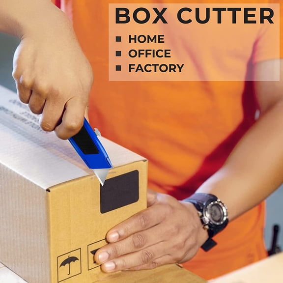 UYGDUY-2 Pack Box Cutter, Heavy Duty Utility Knife with Retractable Razor Blade, SK5 Blades and Safety Lock for Cardboard, Boxes, and Warehouse Use