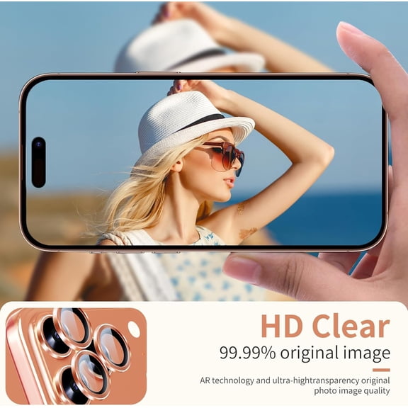 UYGDUY-2 Pack Camera Lens Protector for iPhone 17 Pro Max 6.9'',iPhone 17 Pro 6.3'' Tempered Glass Lens Screen Protector Camera Cover Metal Individual Ring for iPhone 17 Promax 5G,Orang