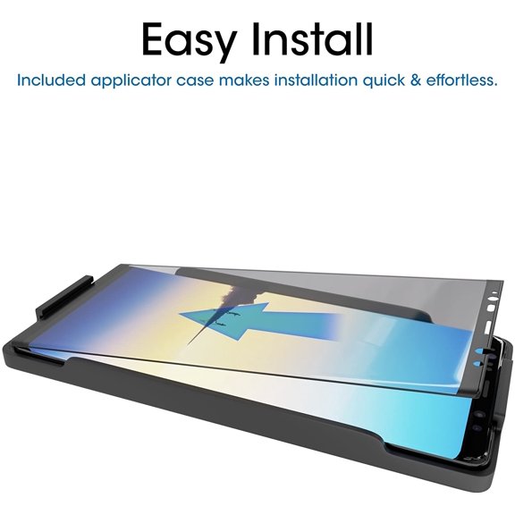 UYGDUY-(2 Pack Glass Screen Protector for Samsung Galaxy Note 8, Full Screen Coverage, 3D Curved Tempered Glass, Dot Matrix with Easy Installation Tray