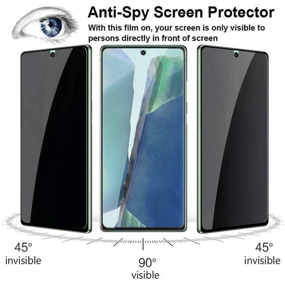 UYGDUY-[2 Pack] Note 20 Privacy Screen Protector Anti-Spy, Tempered Glass Screen Protector for Samsung Galaxy Note 20, Black 9H Hardness Anti-Scratch Bubble Free [Don't Support Fingerprint Unlock]