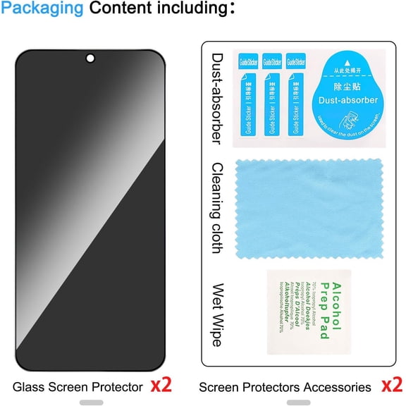 UYGDUY-2 Pack Privacy Screen Protector for Samsung Galaxy S25 Plus/Galaxy S25+ [Anti-Spy Tempered Glass][Fingerprint Unlock Support], Anti-Scratch, Bubble-Free, Easy Install 9H Protective Glass