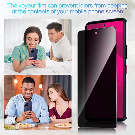 UYGDUY-2 Pack Privacy Screen Protector for T-Mobile Revvl 7 Pro 5G [Anti-Spy Tempered Glass], Ultra HD, Anti-Scratch, Bubble-Free, Easy Install 9H Protective Glass for T-Mobile Revvl 7 Pro 5G