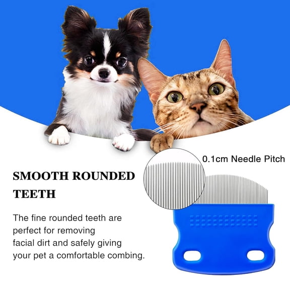 UYGDUY-2 Pack Professional Eye Comb For Pets,Stainless Steel Tear Stain Remover,Flea Lice Comb,For Cats & Dogs,Gentle Round-Head Grooming Tool,Precisely Removes Stains, Dirt And Debris From The Eye A
