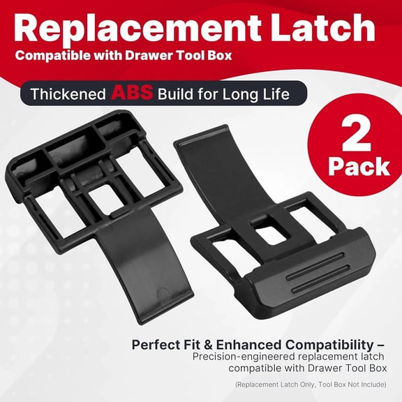 UYGDUY-2-Pack Replacement Latch Compatible with Drawer Tool Box, Durable ABS Injection Molding Lock Replacement, Thickened Design for Easy Install & Long Lasting, Black