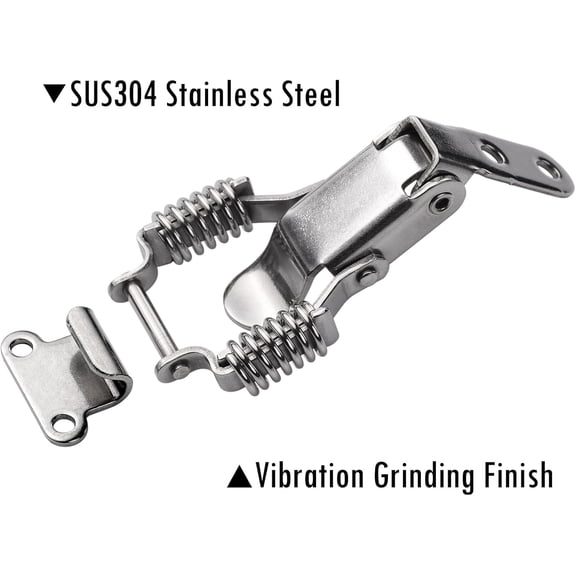 UYGDUY-2 Pack Small Stainless Steel Spring Toggle Latch and Hook, Spring Draw Locking Catch Clamp Lacth with Screws for Toolbox Cabinet Boxes, 2-7/10 inch x 1 inch