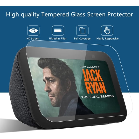 UYGDUY-2 Pack Tempered Glass Screen Protector for New Echo Show 5 (3rd Gen, 2023 release),-9H Hardness,Ultra Clear Scratch Resistant Anti-Fingerprint
