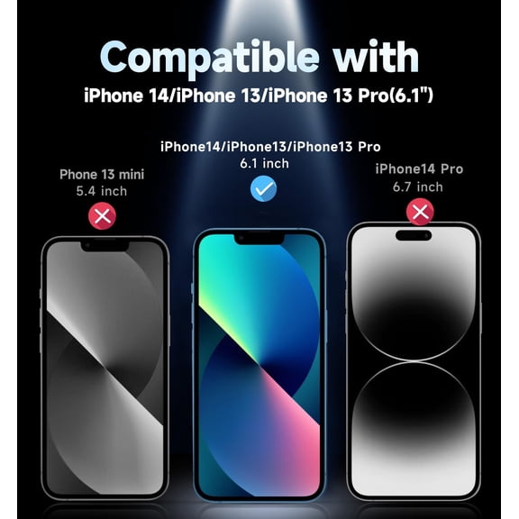 UYGDUY-2 Pack for iPhone 13/13Pro/14/16e 6.1 inch Privacy Glass Screen Protector, Auto Dust-Elimination, Bubble Free, Easy Installation