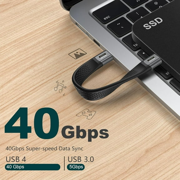 UYGDUY-2-Packs Short USB C Cable, (5inch) Thunderbolt 4 USB 4 Cable with 40Gbps Data Transfer 240W PD Fast Charging 8K@60Hz, Compatible for iPhone 15 Pro Max, External SSD, Docking, eGPU Laptop