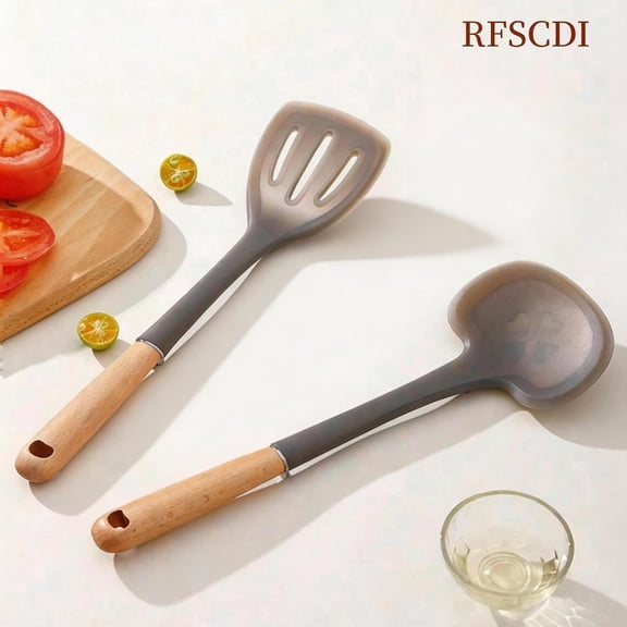 UYGDUY-2-Piece Cooking Spatula Set - German standard Food-Grade Silicone with Steel Core, Heat Resistant Up to 500, Non-Stick Cooking Utensils for Kitchen with Ergonomic Non-Slip Handle (Gray)