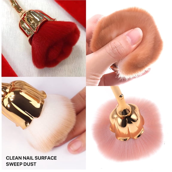 UYGDUY-2-Piece Rose Makeup Brush Set - Super Large Face Blush & Powder Brushes - Kabuki Brushes for Cosmetic & Nail Dust - Gold Brown/Gold Red