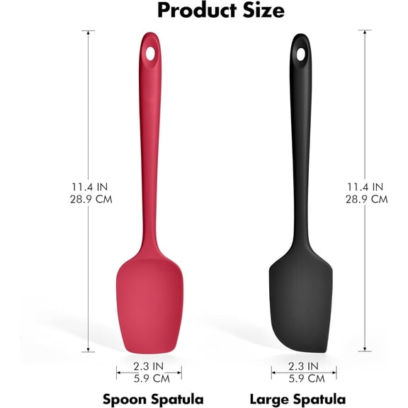 UYGDUY-2 Pieces Silicone Spatula Set: 600F Heat Resistant Food Grade Cooking & Baking Utensils, Kitchen Flexible Nonstick Rubber Scraper for Scraping, Mixing, Scrambling, Flipping (Multicolor 1)