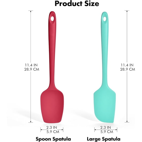 UYGDUY-2 Pieces Silicone Spatula Set: 600F Heat Resistant Food Grade Cooking & Baking Utensils, Kitchen Flexible Nonstick Rubber Scraper for Scraping, Mixing, Scrambling, Flipping (Multicolor 2)