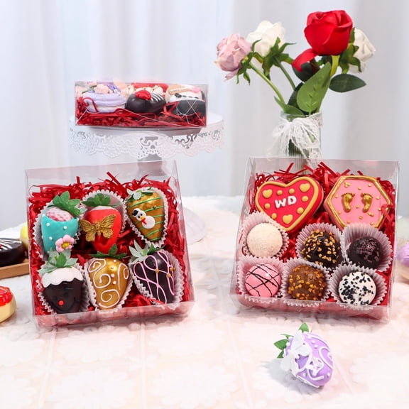 UYGDUY-20 Pack 6x6x2 Inches Cookies Boxes with Clear Window Chocolate Covered Strawberries Boxes Cake Pie Boxe Bakery Boxes Macaron Boxes Chocolate Truffle Treat Boxes for Gift Cakesickle