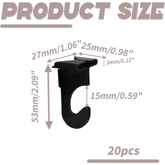UYGDUY-20 Pcs Metal Drop Ceiling Hooks, Ceiling Hanger T-Bar Track Suspended Ceiling Hooks Grid Clips for Hanging, Decoration, Black