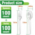 thumbnail image 1 of UYGDUY-200 Count Plastic Silverware Heavy Duty,Clear Plastic Forks and Spoons, 100 Spoons & 100 Forks,BPA-Free,Heat Resistant Disposable Cutlery Utensil Set for Catering & Events, Daily Use, 1 of 2