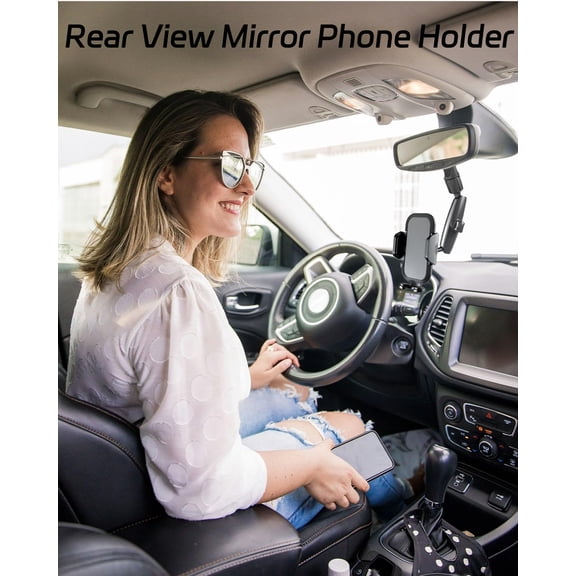 UYGDUY-2026 Upgraded Rear View Mirror Phone Holders for Your Car, Multi-Directional Dual 360 Rotatable Adjustment Phone Mount for iPhone Android Cell Phones