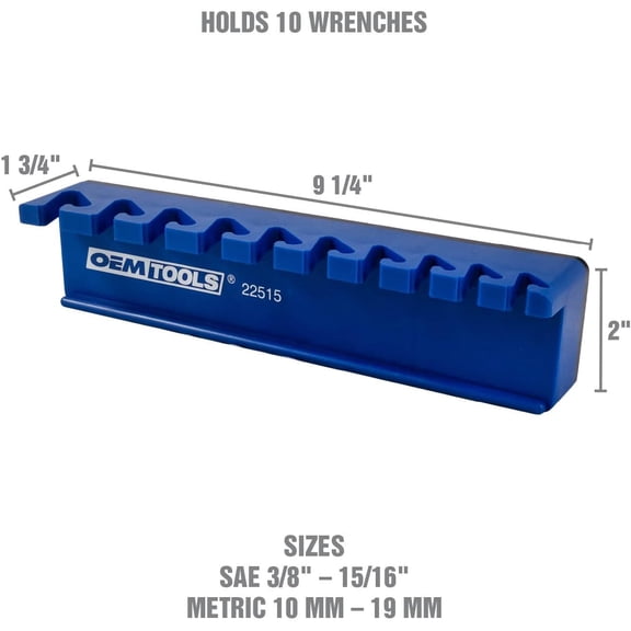 UYGDUY-22515 Magnetic Wrench Holder and Tool Organizer, Magnet Holds Up To 10 Wrenches To Most Metal Surfaces, SAE and Metric, 9.25 Inch Magnetic Tool Holder For Shop Or Garage, Blue