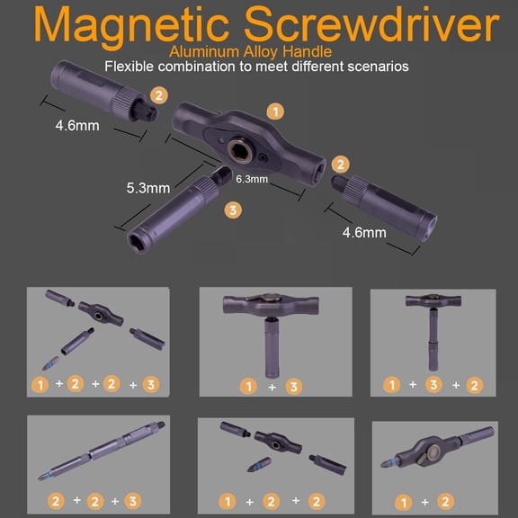 UYGDUY-24 in 1 DIY Ratchet Screwdriver Set,Multi Bit Magnetic Screwdriver Set with Storage Case, Removable Self Assembly Screwdriver Kit for Furniture, Bicycle,Computer (24 in 1 Black)