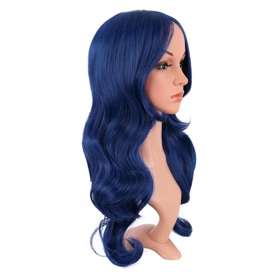 UYGDUY-24 Inch/60 cm Charming Synthetic Long Wavy Side Bangs Women Party Anime Cosplay Wig (Mixed Blue)