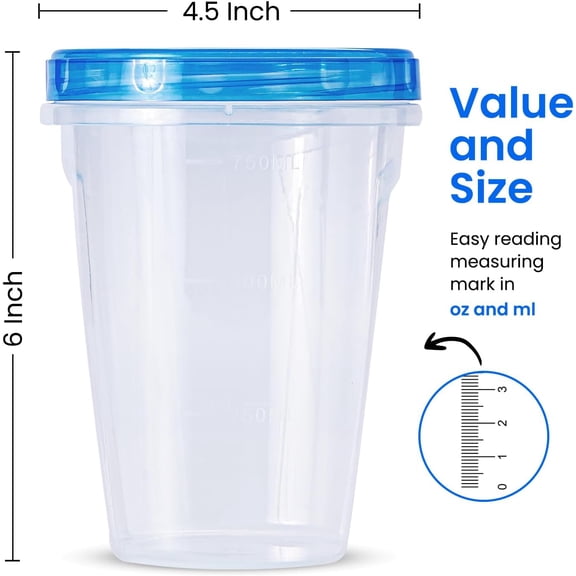 UYGDUY-24 Pack Freezer Storage Containers with Lids-32 OZ Soup Containers with Twist Top Lids-Meal Prep Quart Food Storage Containers with Screw Lid-Leak Proof Plastic Containers for Leftovers & Pant