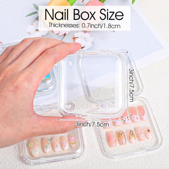 UYGDUY-24 pcs Press on Nails Storage Boxs with 120 Pcs Adhesive Double Sided Tape Acrylic Nail Display Box Artificial False Nail Box Organizer Fake Nail Case Transparent Nail Packaging Boxes for Nail