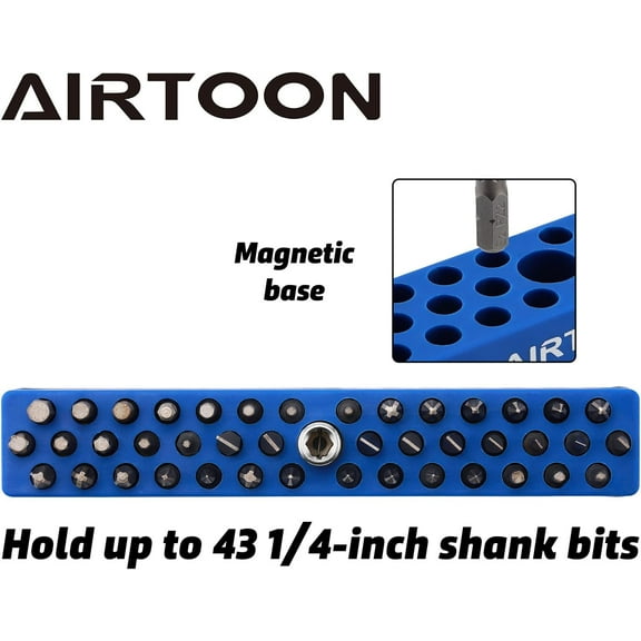 UYGDUY-2PCS 1/4" Magnetic Hex Bit Holder, 43 Holes Bit Storage with Strong Magnetic Base, Magnetic Screwdriver Bit Organizer, Blue