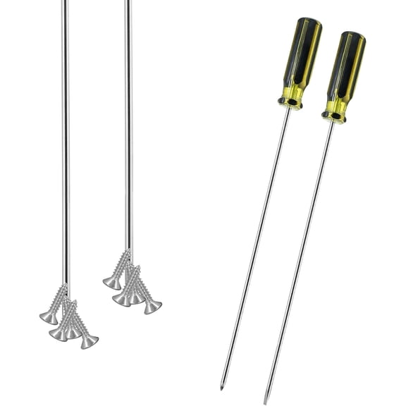 UYGDUY-2Pcs Long Screwdriver Set, 39cm / 15.4 Inches Phillips Screwdriver and Slotted Screwdriver, Flat Head and Magnetic Tip Cross Head Screwdriver Set(Silver)