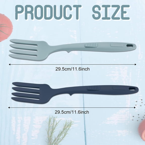 UYGDUY-2pcs Silicone Flexible Forks, Silicone Cooking Fork Heat Resistant, Multifunctional Nonstick Blending Fork for Cooking Utensil for Kitchen Stir Mix Mash (Lake Blue, Dark Blue)