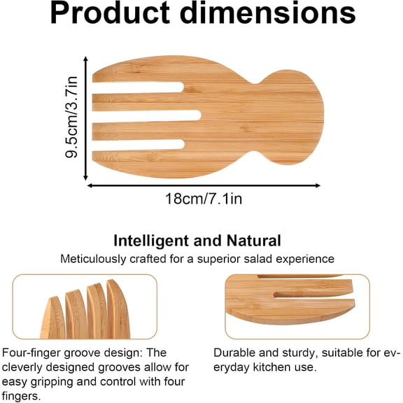 UYGDUY-2pcs Wood Salad Hands, Wooden Salad Tongs & Tossing Utensils Practical Kitchen Server Utensils for Mixing Serving Pasta Greens for Home Cooks Family Friends Ideal Gift
