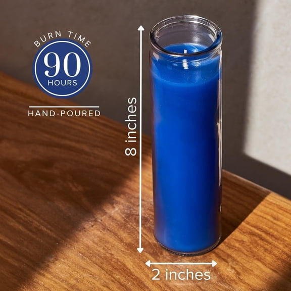 UYGDUY-2x8 inch Blue Devotional Candles in Glass Jar - 1 Piece - 90 Hours  Prayer Candle - Tall Pillar Candles for Religious, Memorials, Party Decor