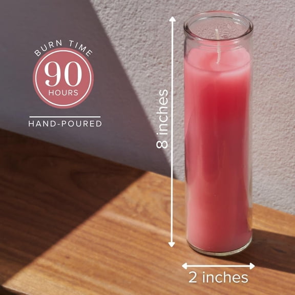 UYGDUY-2x8 inch Pink Devotional Candles in Glass Jar - 1 Piece - 90 Hours  Prayer Candle - Tall Pillar Candles for Religious, Memorials, Party Decor