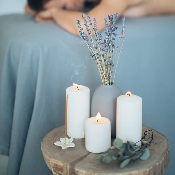 UYGDUY-3 Pack 36 Inch Pillar Candles, Unscented Column Candles for Home Restaurants Spa Church Weddings, Smokeless Dripless and Clean Burning Emergency Candle - White