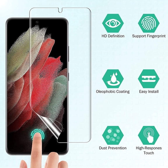 UYGDUY-3 Pack Screen Protector Compatible for Samsung Galaxy S21 Ultra 6.8-inch, HD Clear Flexible Film, Positioning Tool, Support Fingerprint, Bubble Free, Model No. ZU
