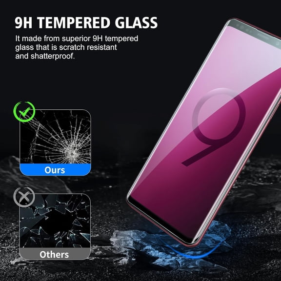 UYGDUY-3 Pack for Samsung Galaxy S9 Screen Protector Tempered Glass, 3D Protection Film 9H Hardness, Scratch Resistant, Case Friendly